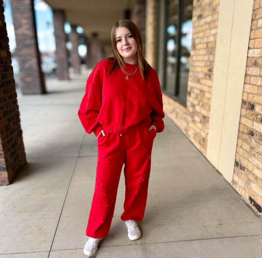 Star Patch Casual Set: Red