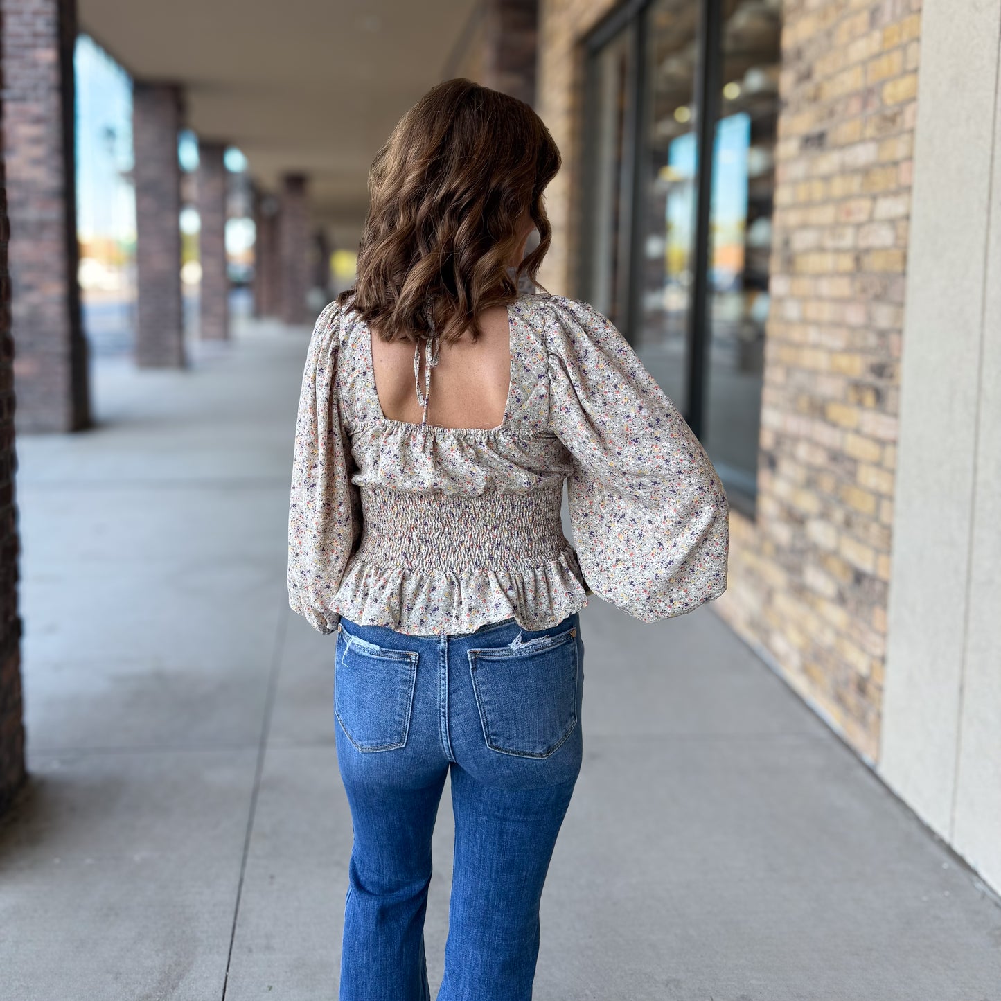 Charming Floral Smocked Long Sleeve Top: 2 Colors
