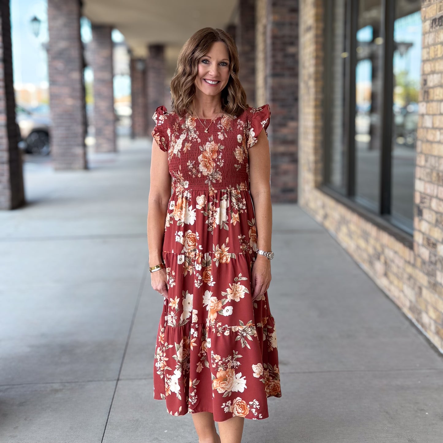 Fall Bliss Floral Midi Dress