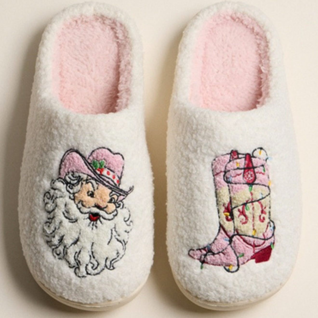 Santa Cowboy Boot Slippers