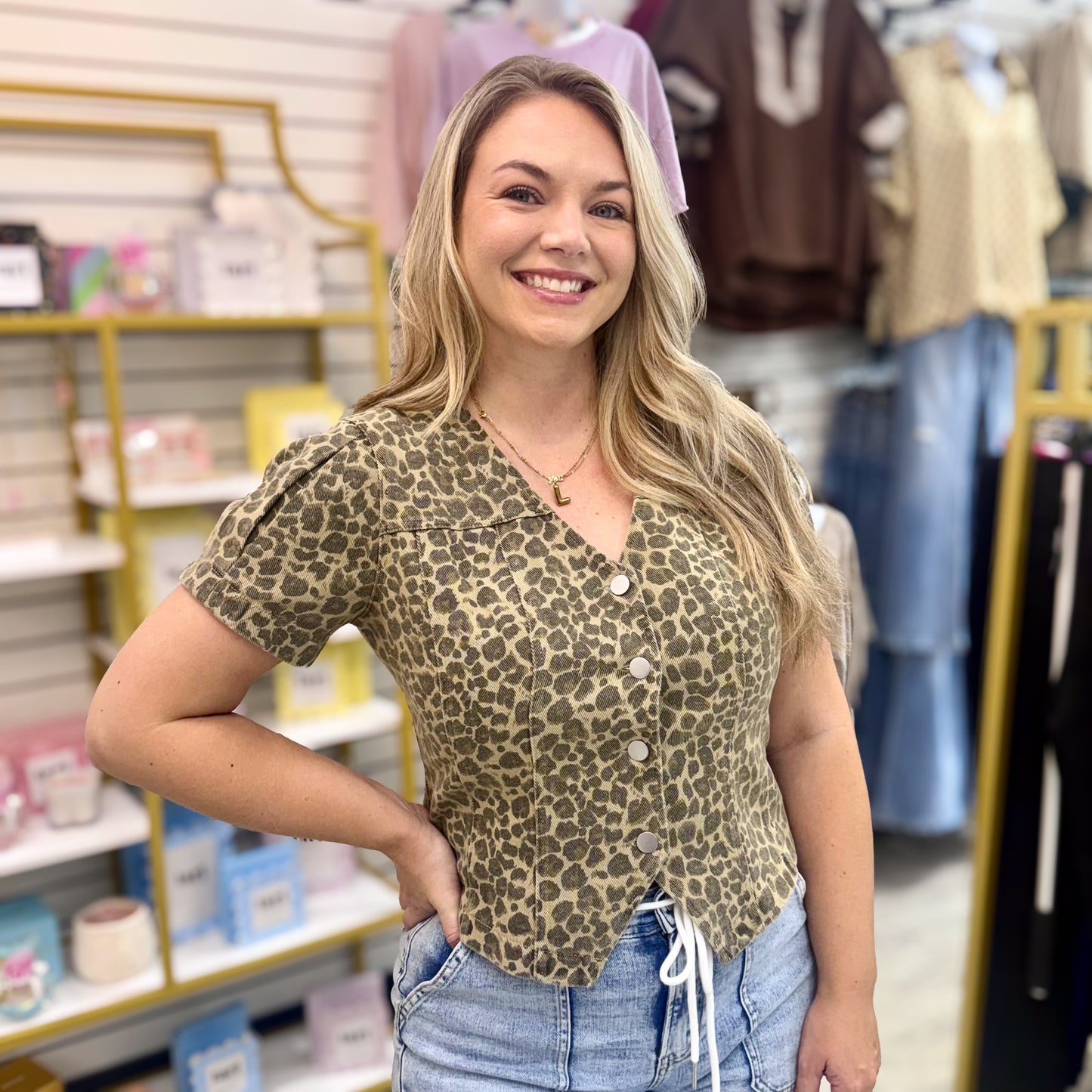 Leopard Twill Top