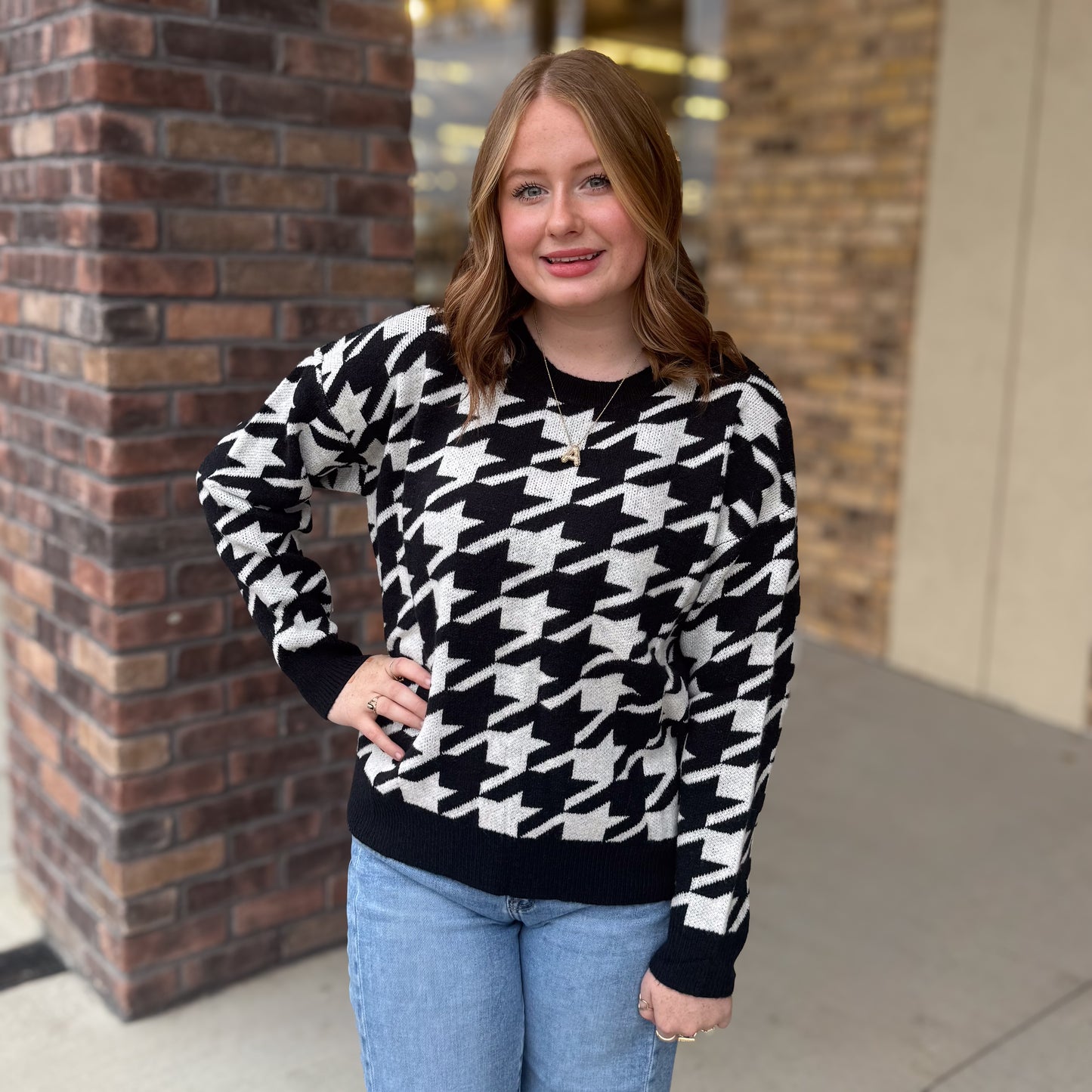Black & White Houndstooth Sweater