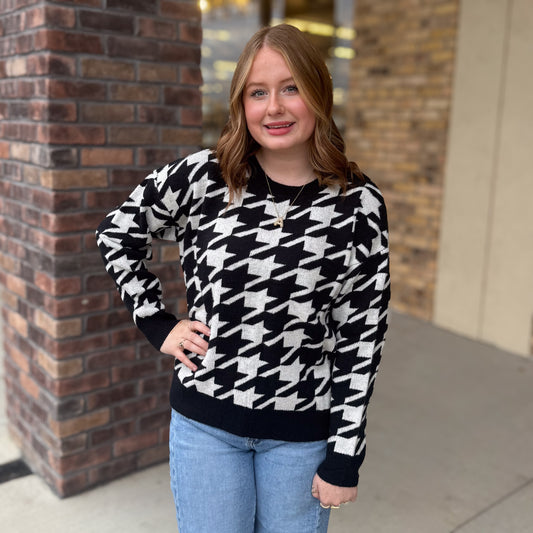 Black & White Houndstooth Sweater