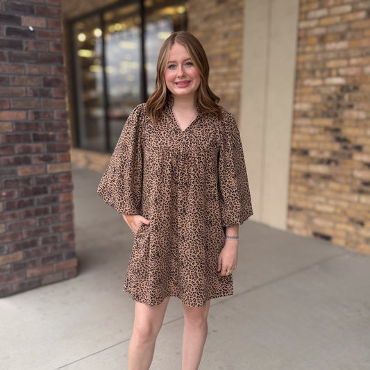 Elegant Leopard Babydoll Dress