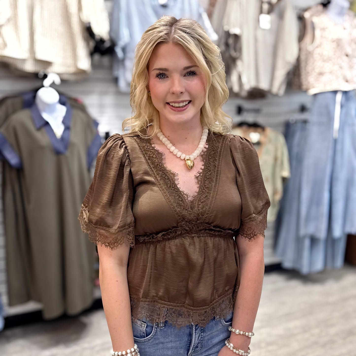 Simply Satin Lace Top