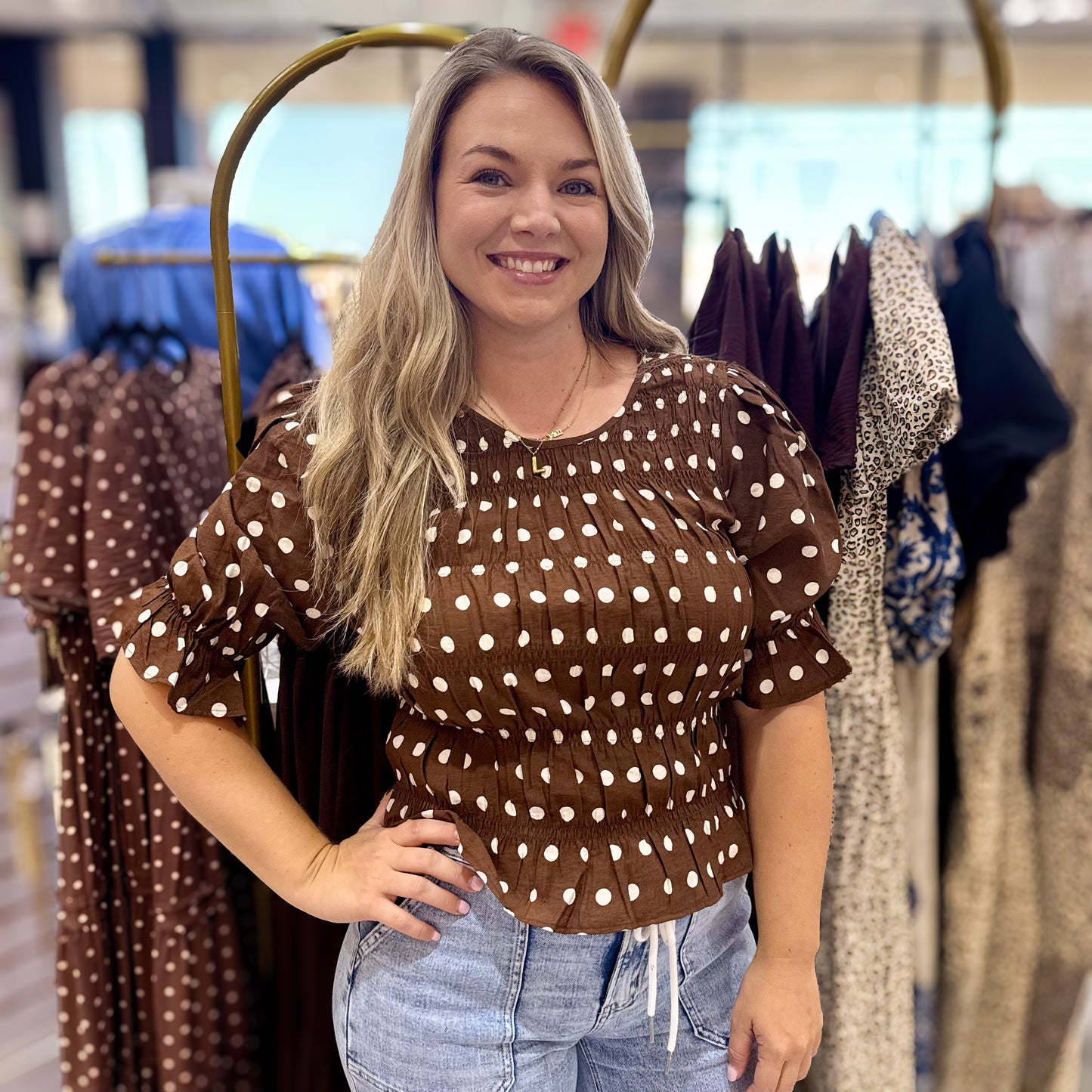 Mocha Dots & Dreams Top