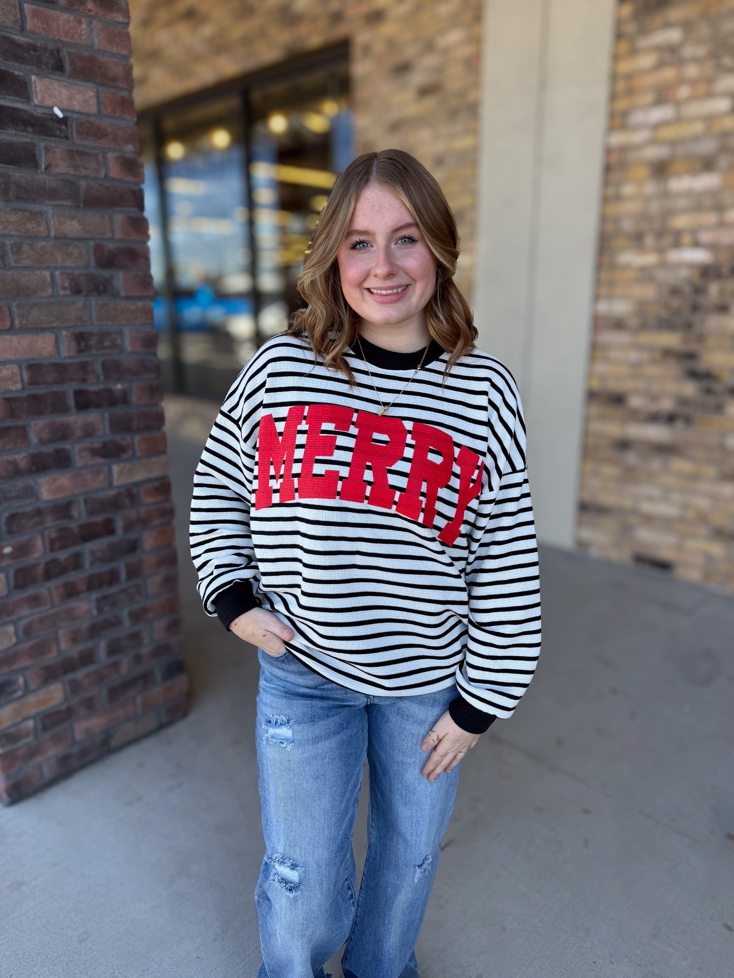 Merry Black & White Stripe Top