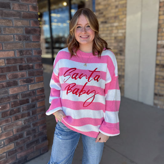 Oversized Pink Santa Baby Sweater