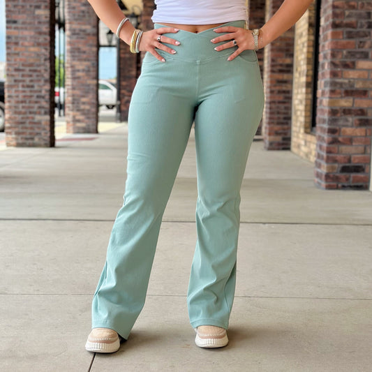 Criss Cross Stretch Denim Pants