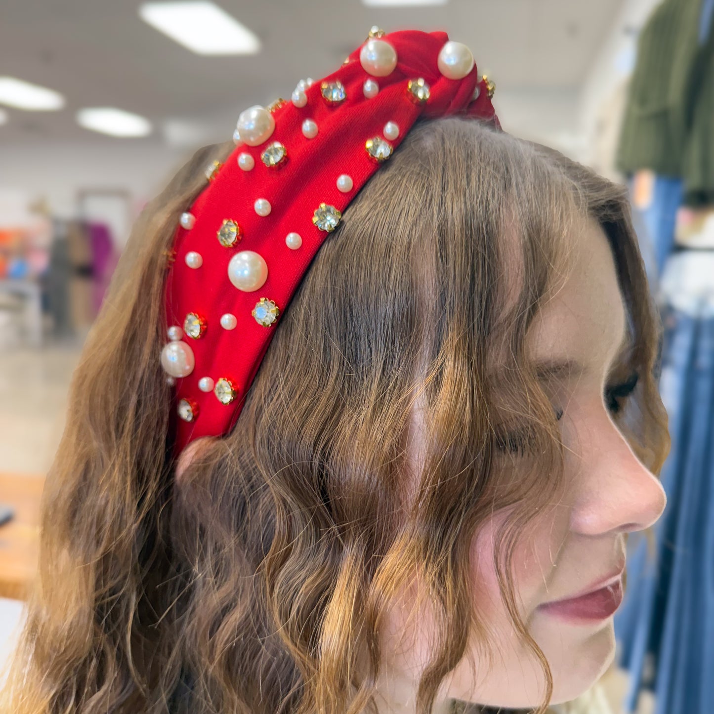 Rhinestone & Pearl Solid Color Headband