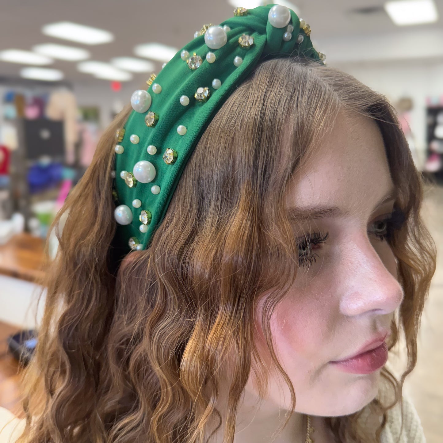 Rhinestone & Pearl Solid Color Headband