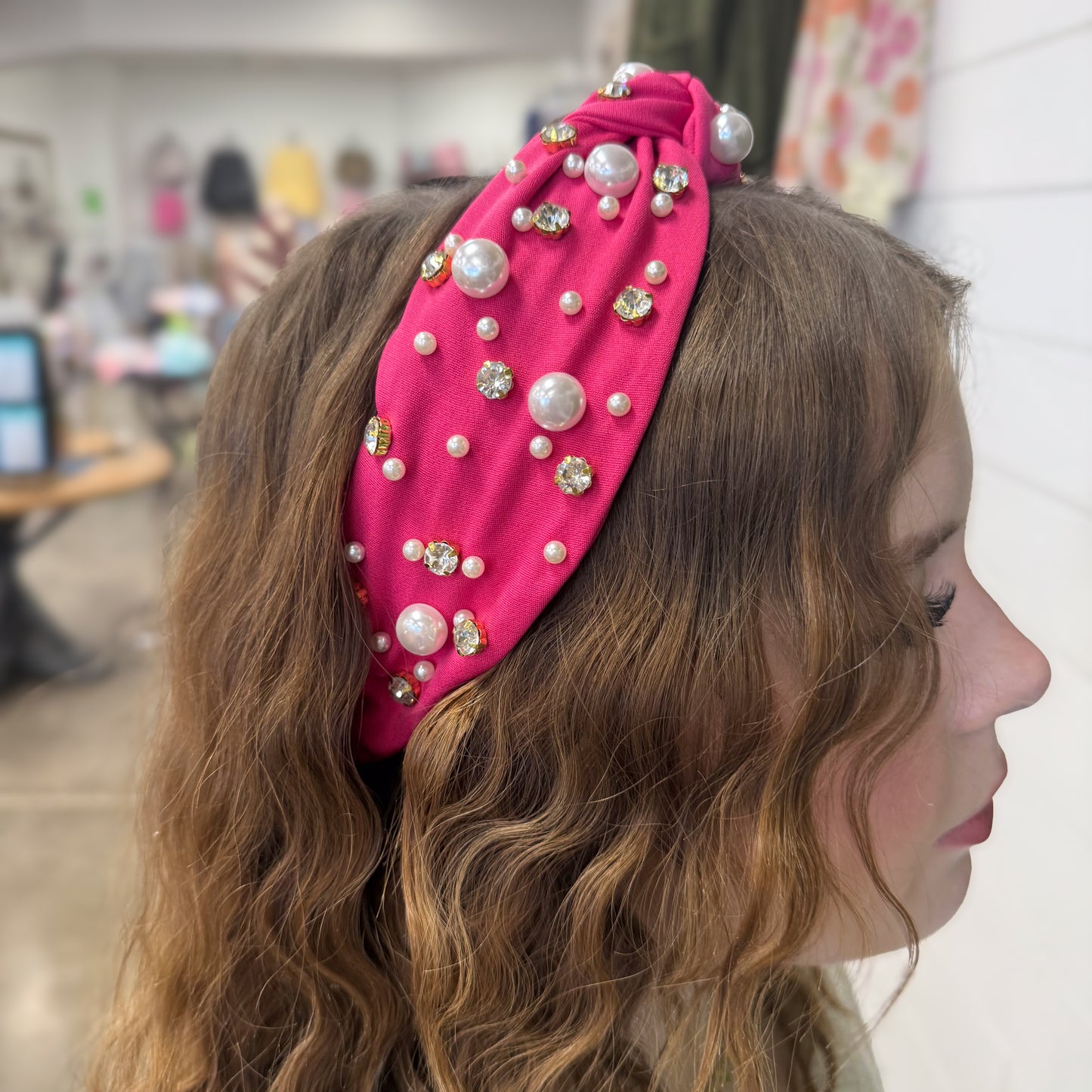 Rhinestone & Pearl Solid Color Headband