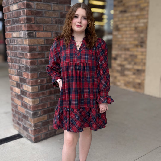 Christmas Plaid Mini Dress