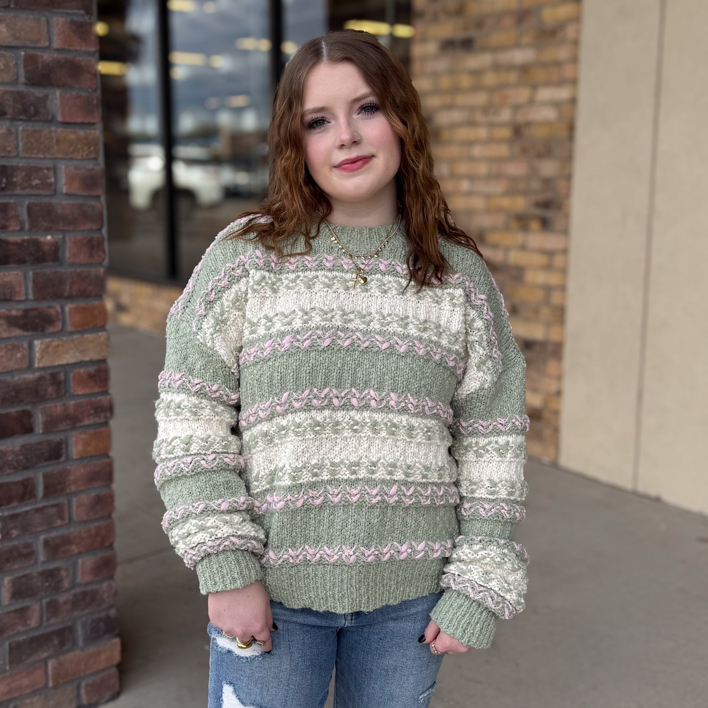 Color Block Fuzzy Knit Sweater: 2 Colors