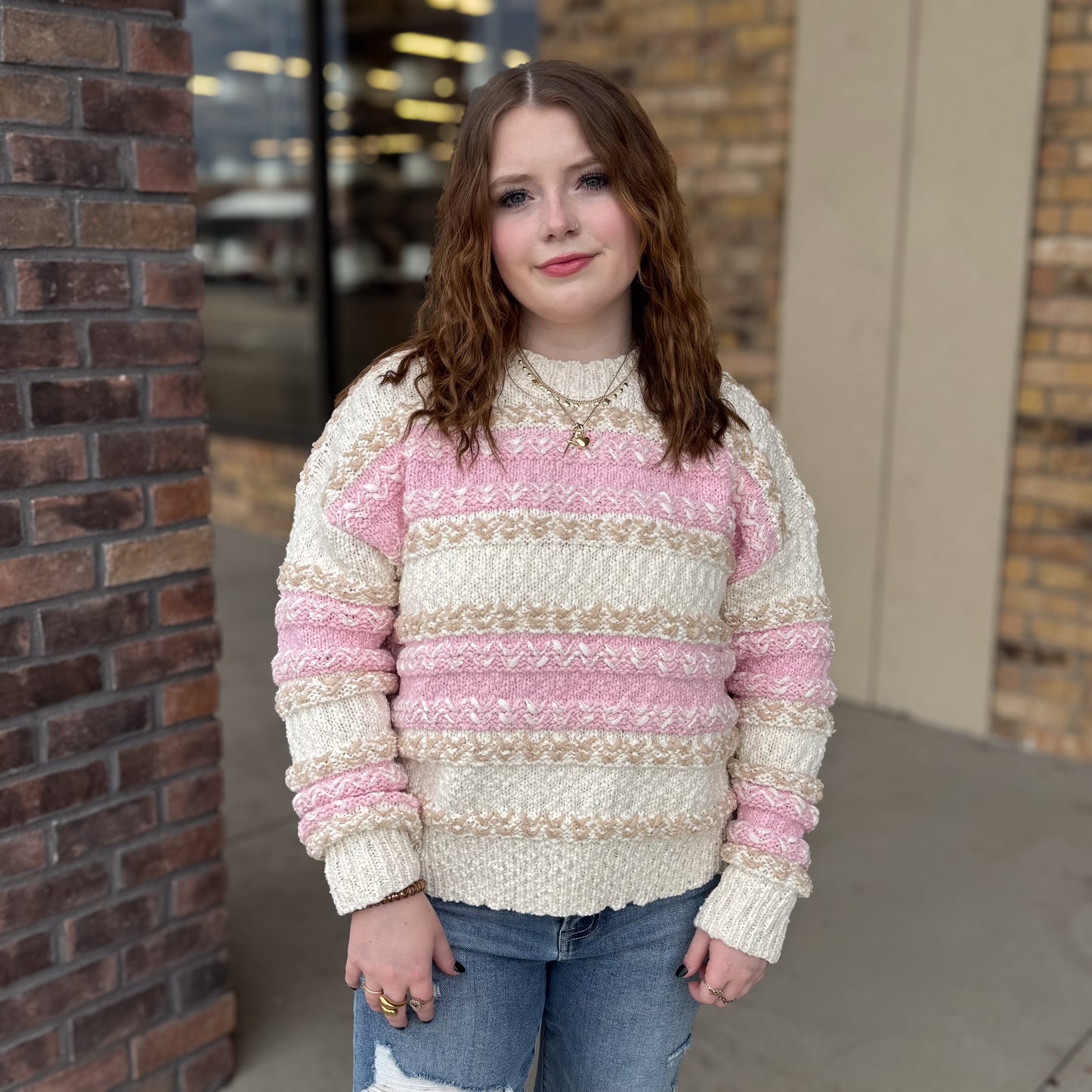 Color Block Fuzzy Knit Sweater: 2 Colors