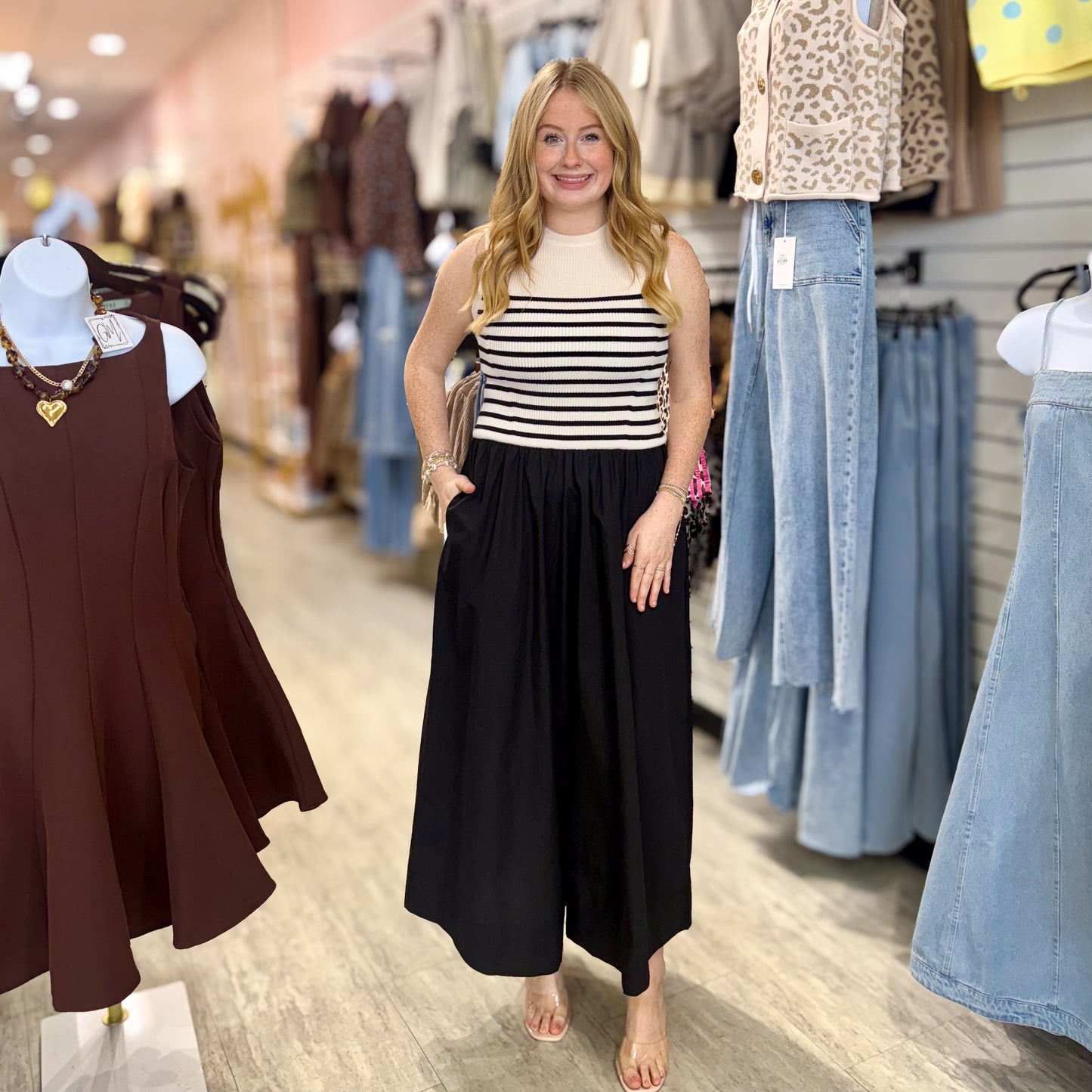 Classic Contrast Stripe Dress