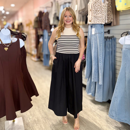 Classic Contrast Stripe Dress