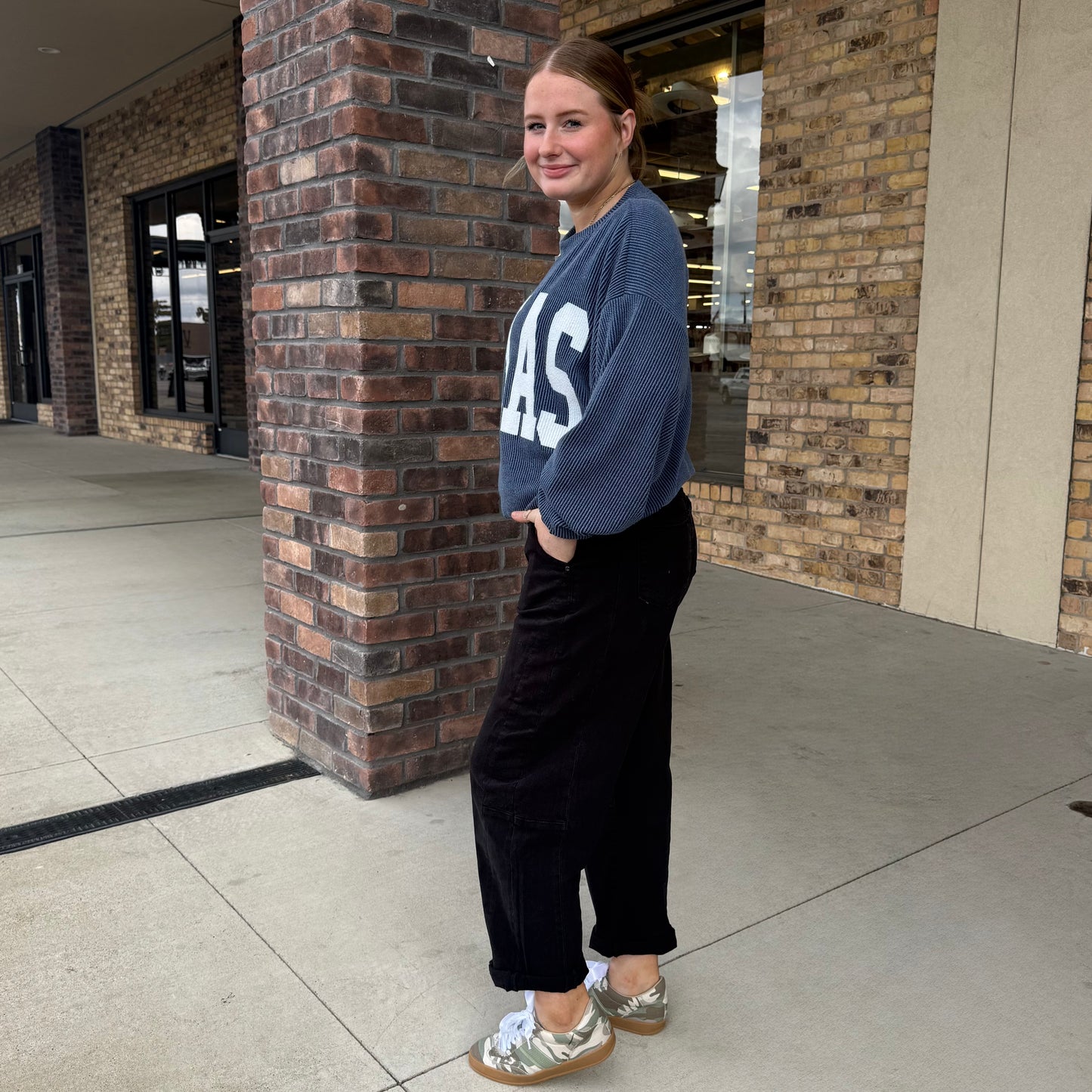 Risen High Rise Relaxed Barrel Cuffed Jean