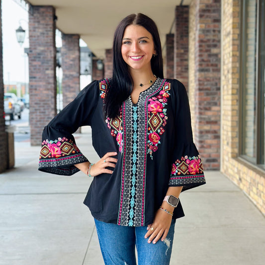 Bright Babe Embroidered Top