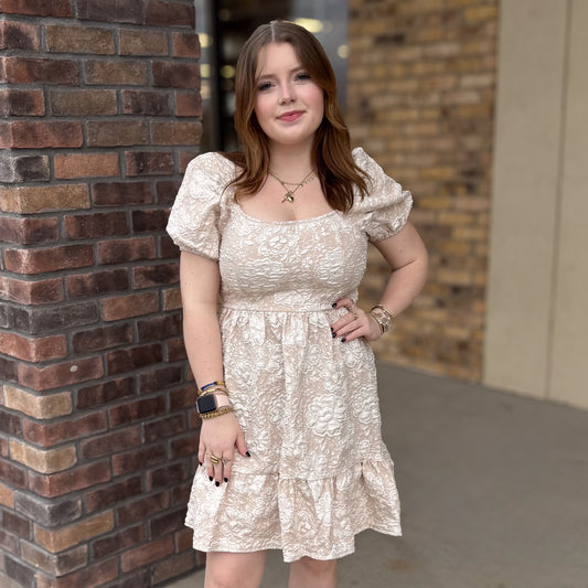 Charming Champagne Jacquard Dress