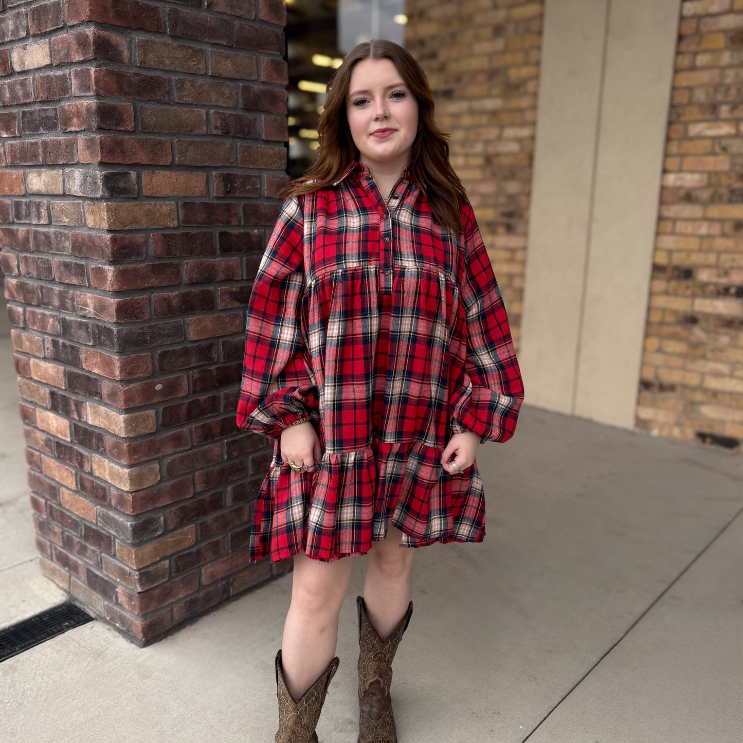 Festive Bliss Plaid Dress
