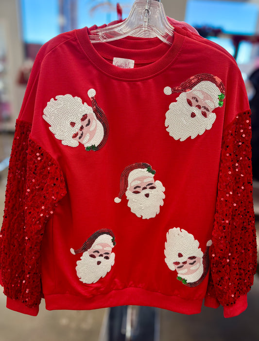 Red Sequin Santa Top