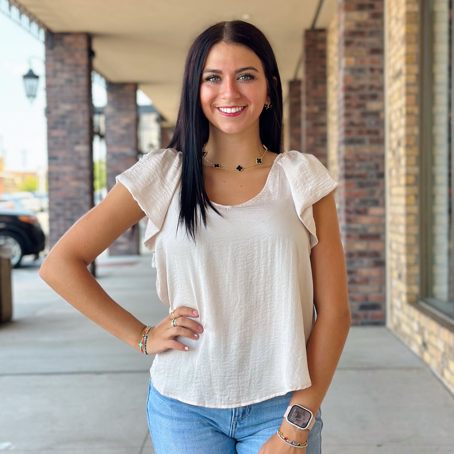 Cream Puff Sleeve Blouse