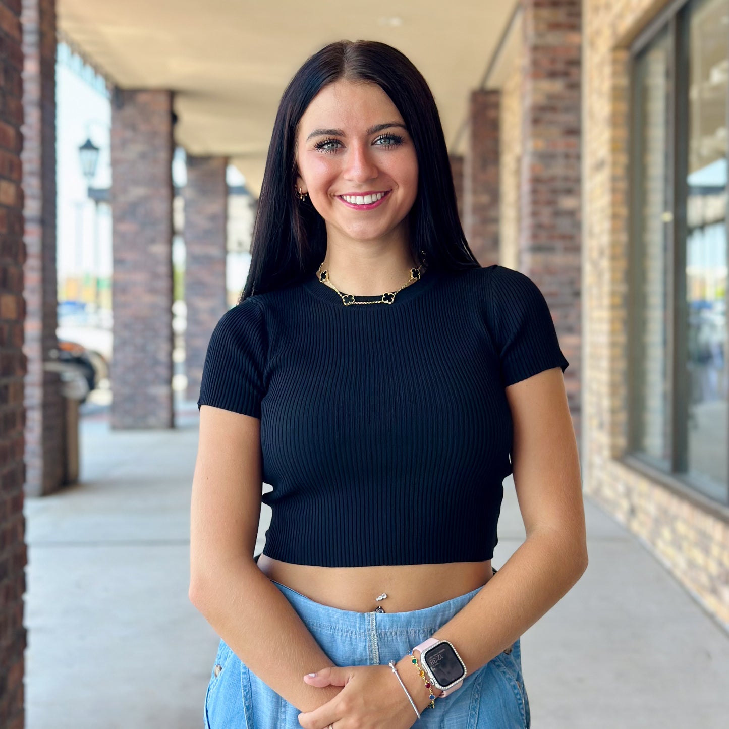 Solid Ribbed Cropped Tops