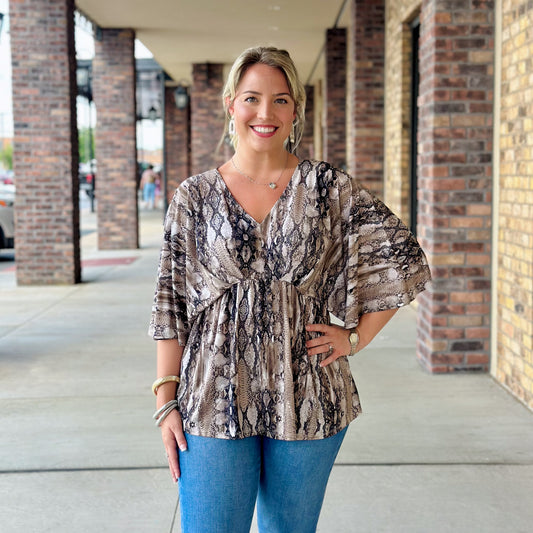 Snake Print Travel Knit Blouse