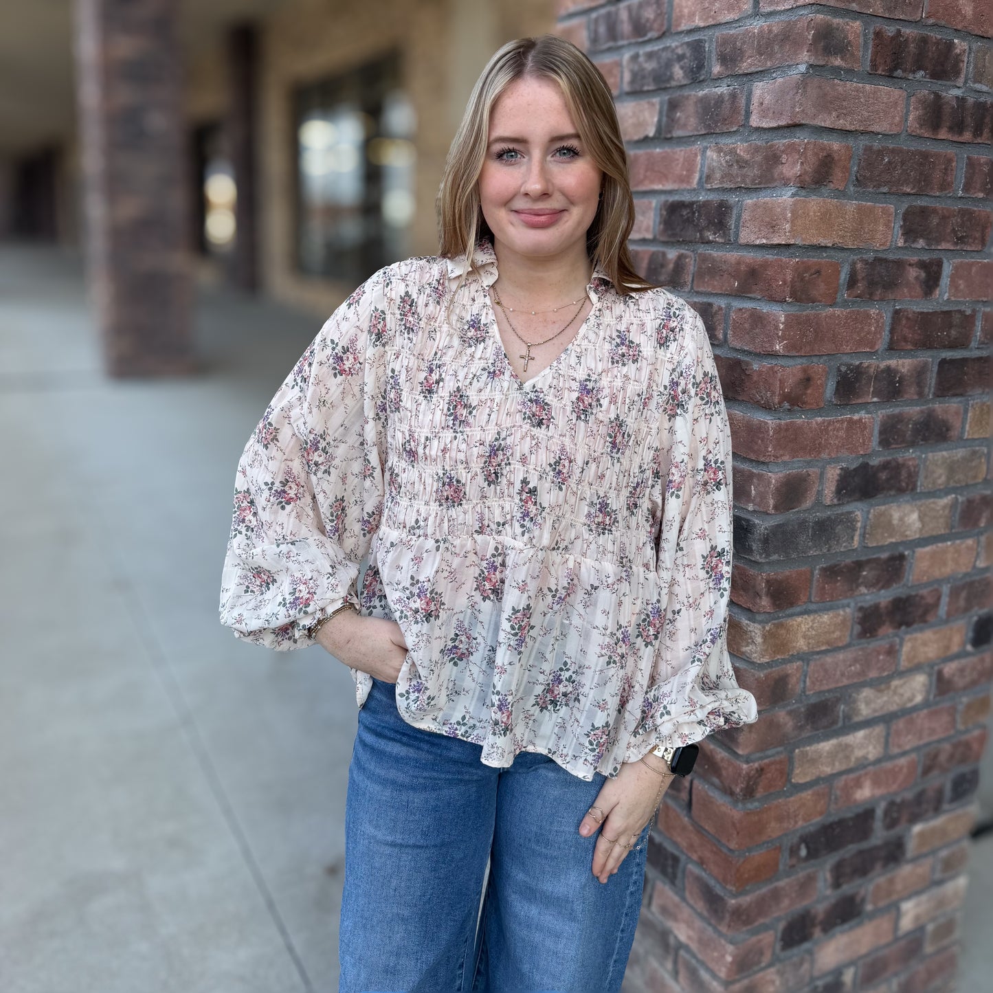 Charming Floral Printed Long Sleeve