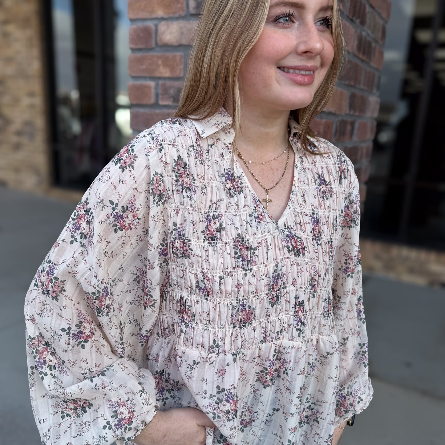 Charming Floral Printed Long Sleeve