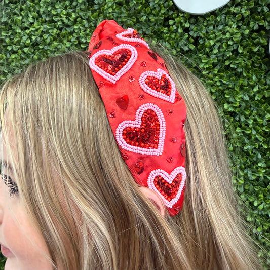 Red Heart Sequin Headband