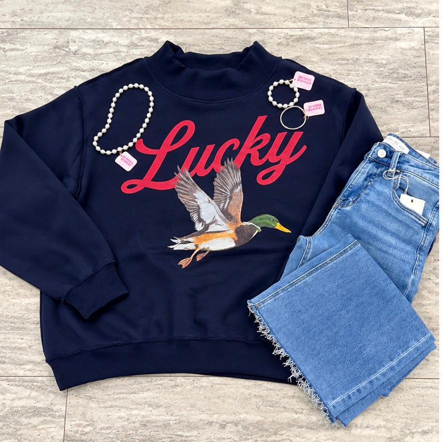 Navy Mallard MockNeck:Reversible