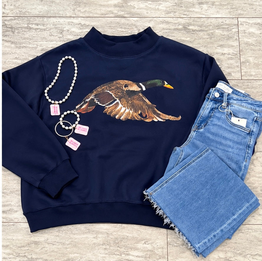 Navy Mallard MockNeck:Reversible