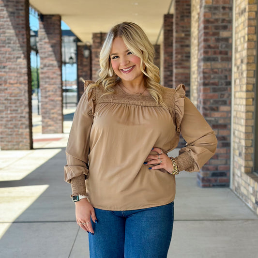 Brown Ruffle Blouse