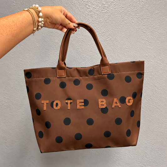 Brown Polka Dot Tote Bag