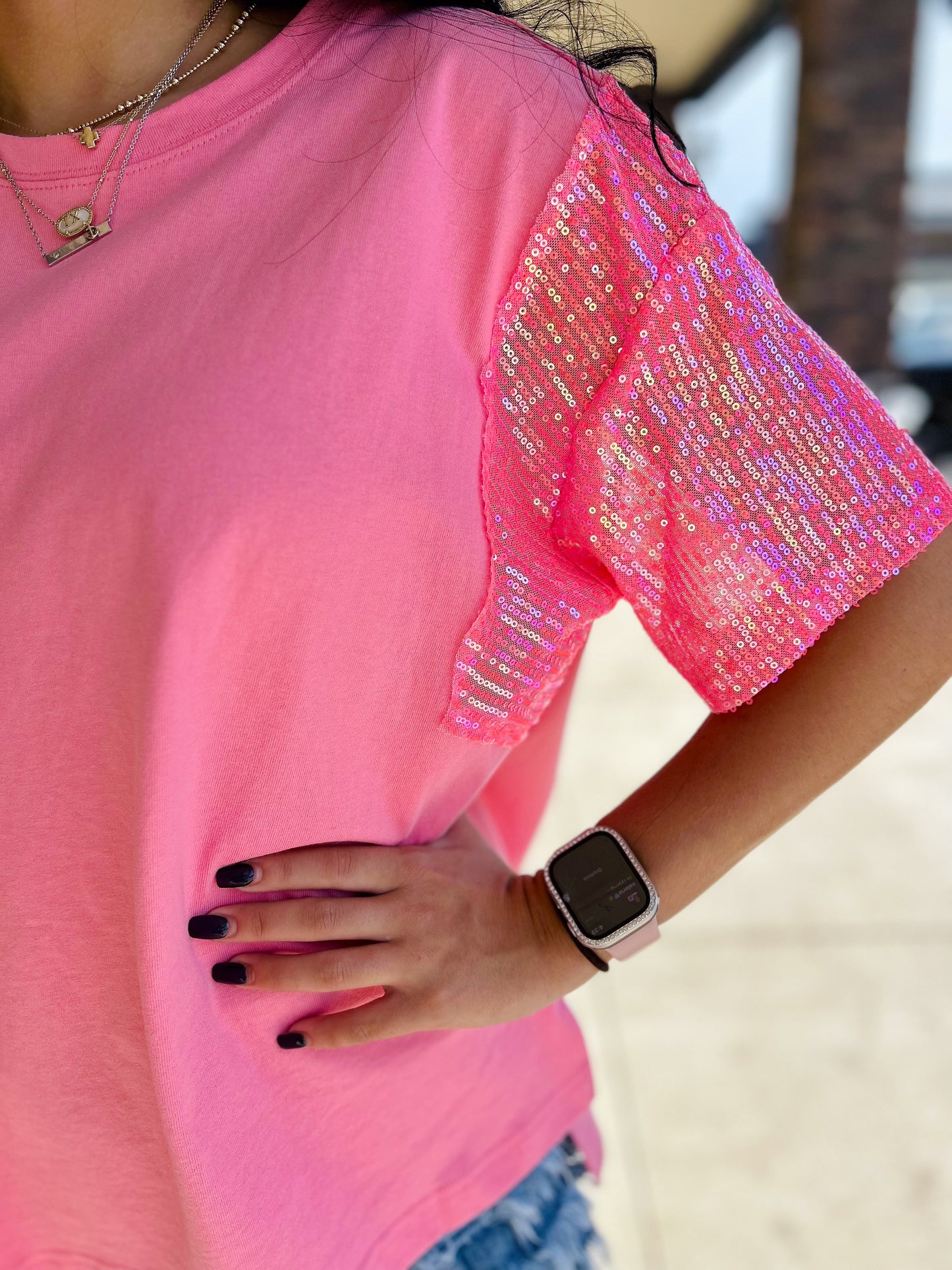 Coral Sparkle Delight Top