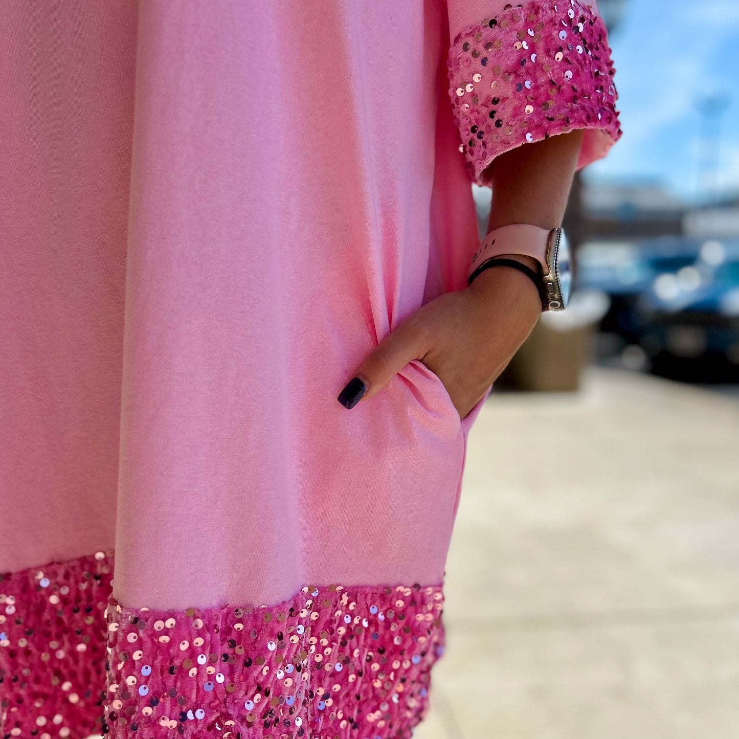 Pink Shimmer Blossom Dress