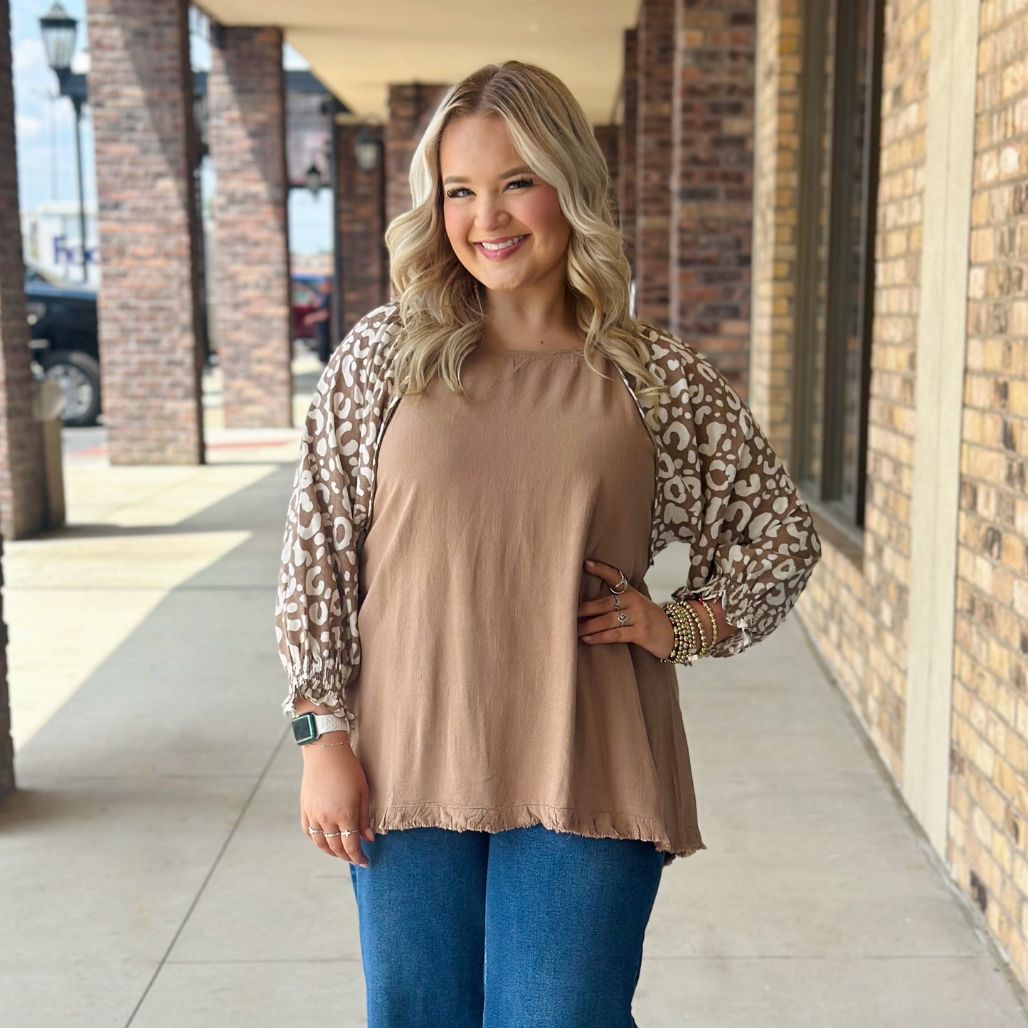 Leopard Grace Top Latte