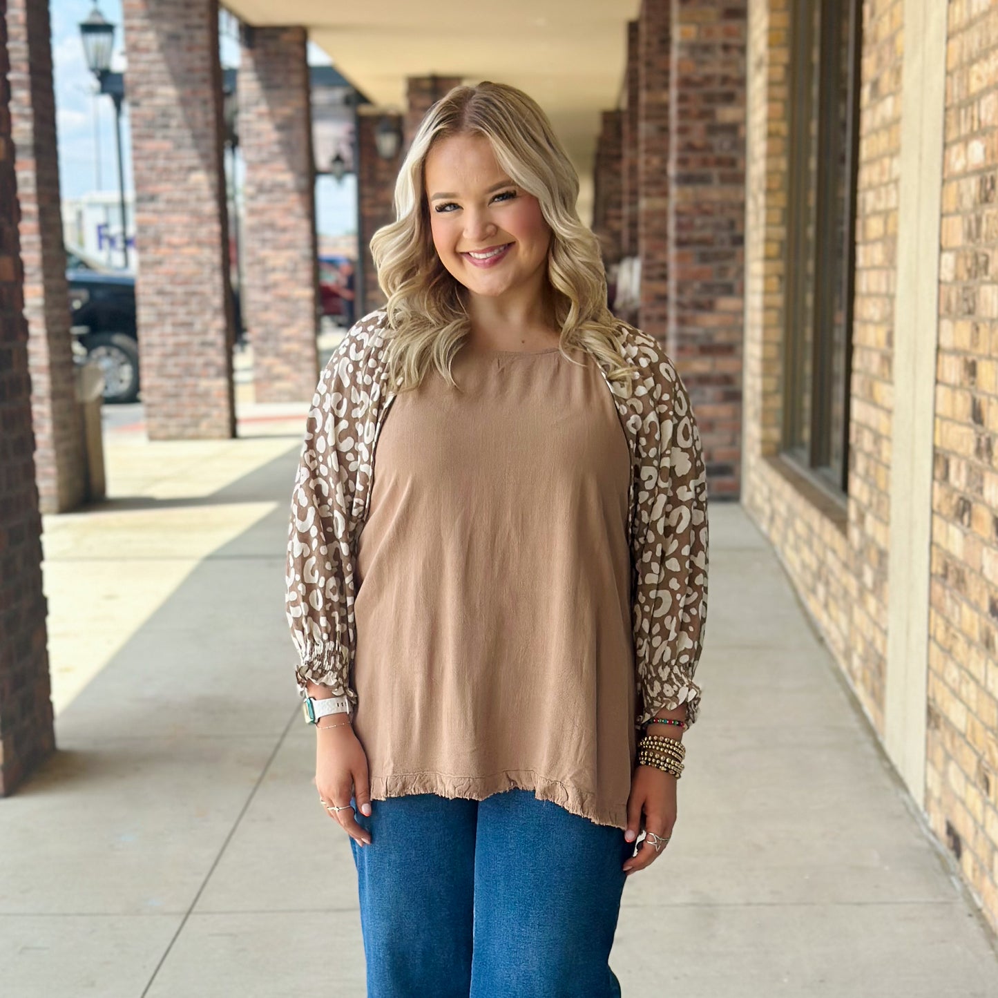 Leopard Grace Top Latte