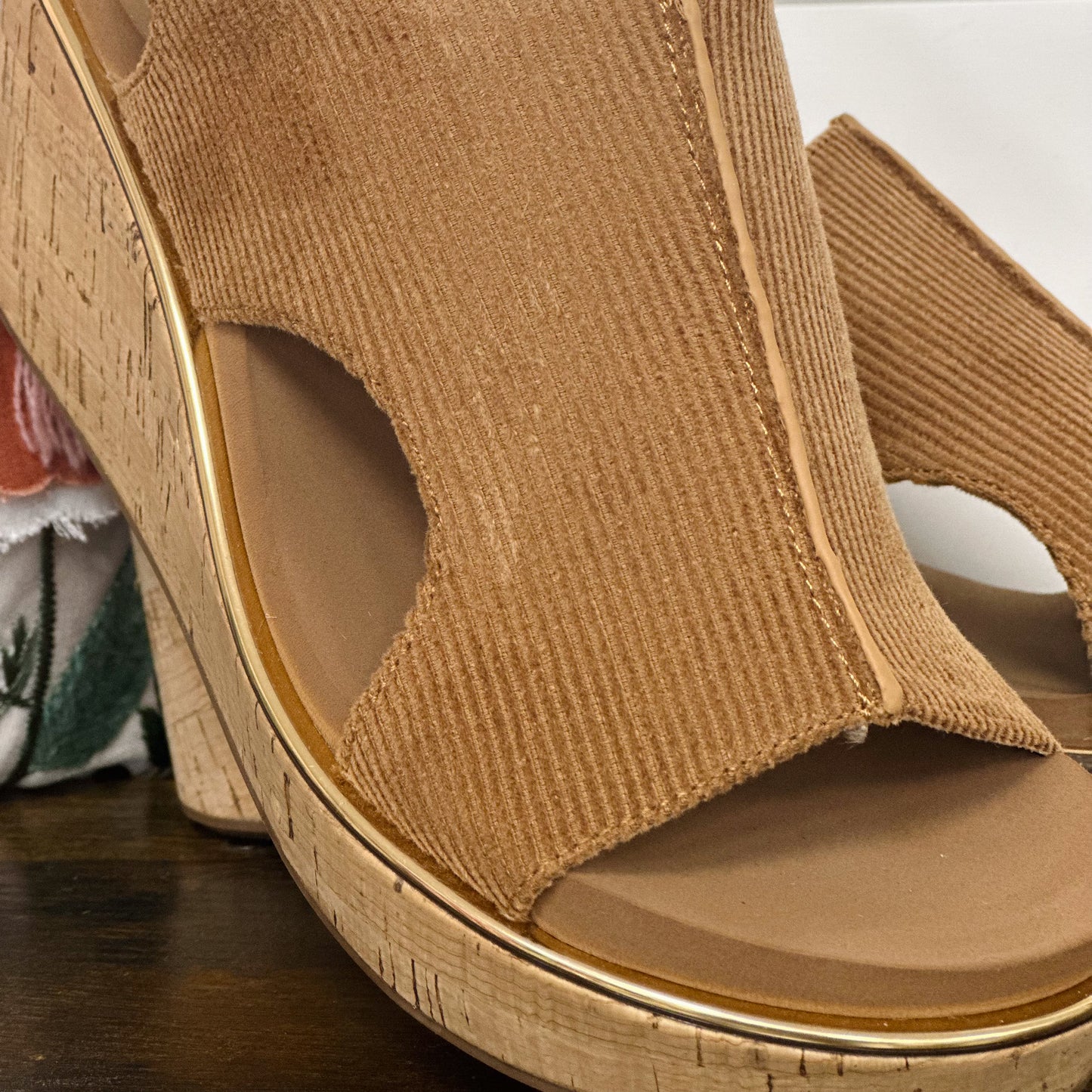 Corkys Carley Wedge-Chestnut Corduroy