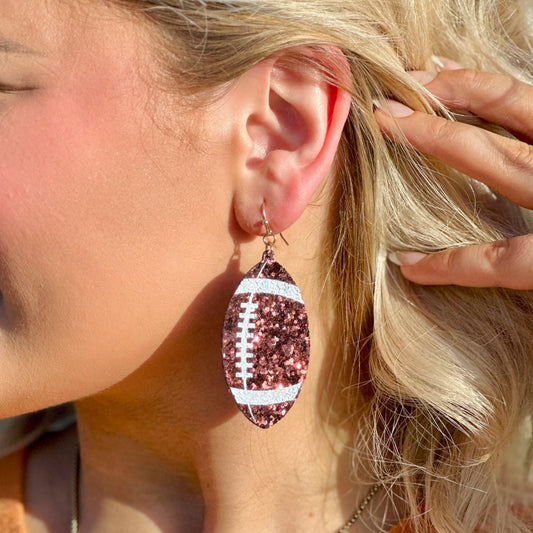 Glitter Football Earrings