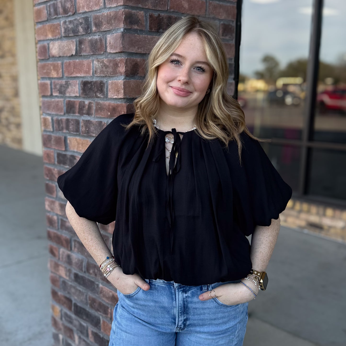 Charming Balloon Pleated Crop Top: 2 Colors