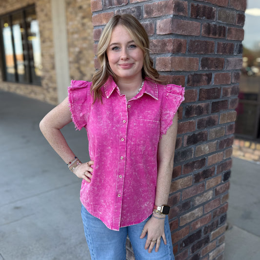 Mineral Wash Denim Top