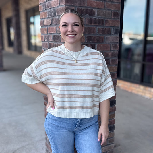 Neutral Stripe Everyday Sweater Top