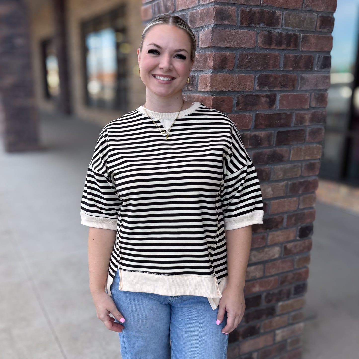 Oversized Striped Bliss Top: 2 Colors