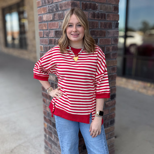 Oversized Striped Bliss Top: 2 Colors