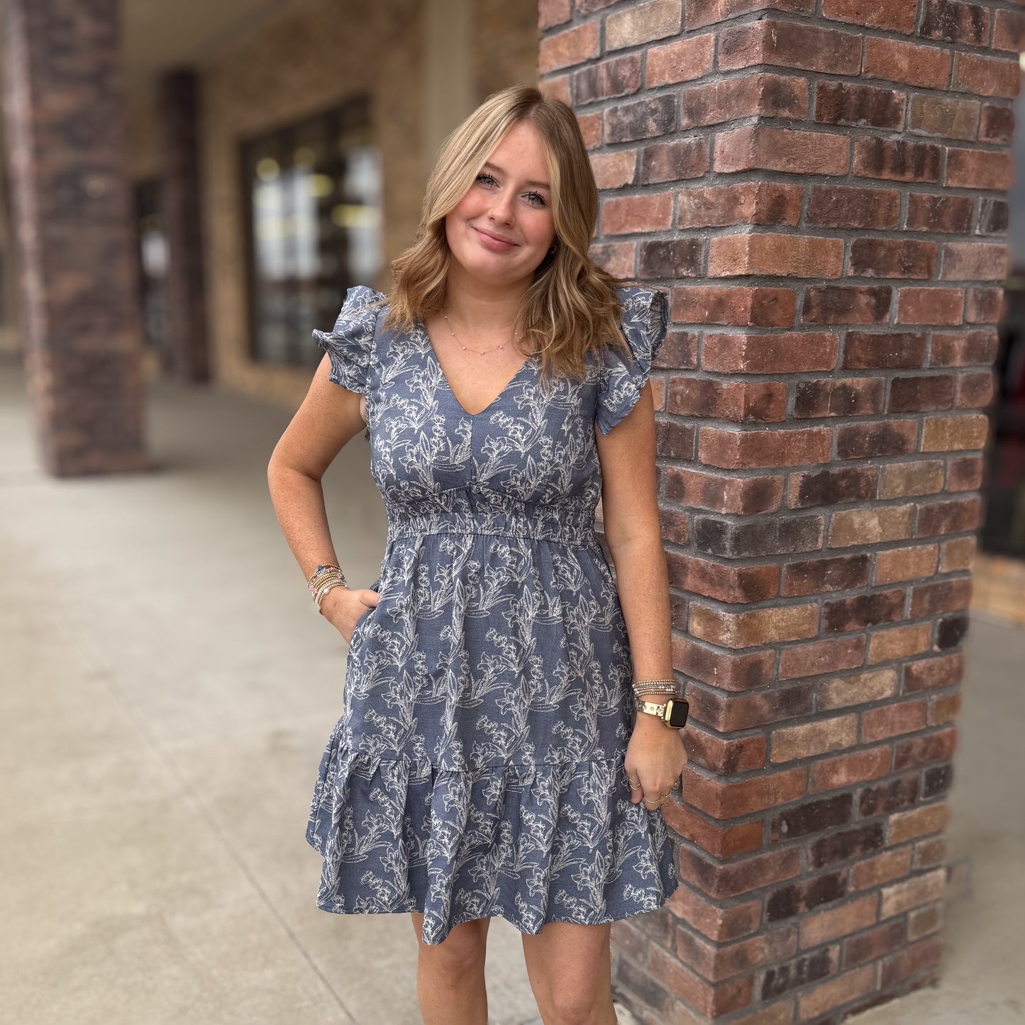 Floral Grace Denim Dress