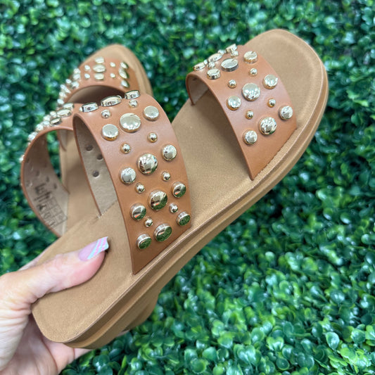 Caliso Tan Studded Sandal