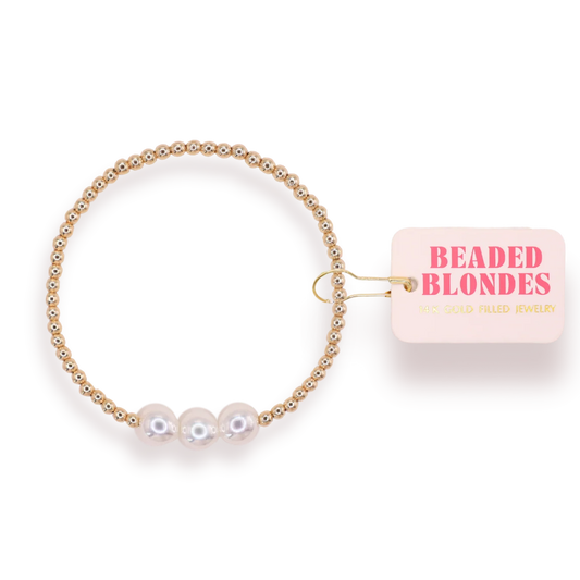 Beaded Blonds Isla Pearl Bracelet: Gold